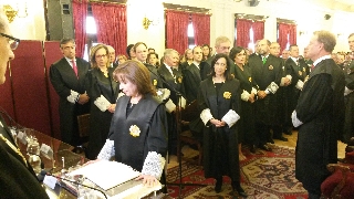 La nueva presidente de la Audiencia de León durante el acto de toma de posesión de su cargo